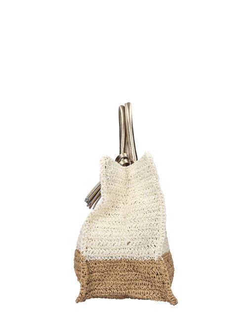 Borsa Ibiza in rafia e pelle DE SIENA | 3001OFF WHITE-ORO